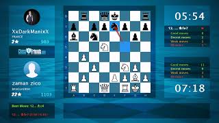 Chess Game Analysis zaman zico  XxDarkManixX 10 By ChessFriendscom [upl. by Adnofal]