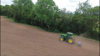 Crop planting and rolling in the Black Mountains DJI mini footage [upl. by Ardnoik]