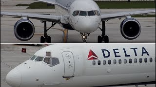 TrueSound™ Stormy Day MD90  757 Delta Air Lines Terminal Action at Ft Lauderdale [upl. by Sualkin]