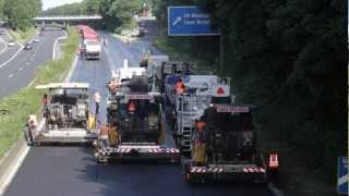 Fahrbahnsanierung mit vier VolvoStraßenfertigern [upl. by Salohci250]