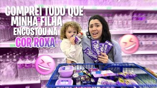 Comprei TUDO QUE MINHA FILHA ENCOSTOU NA COR ROXA no MERCADO [upl. by Alahc681]