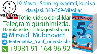 19Mavzu Sonning kvadrati kubi va darajasi 343369Misollar [upl. by Ginzburg703]