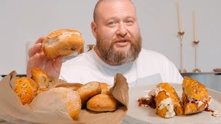 ACTION BRONSON TRIES EVERY BAGEL COMBINATION  THE IN STUDIO SHOW [upl. by Gall]