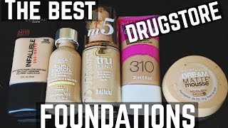 THE BEST DRUGSTORE FOUNDATIONS with DEMO FOR EACH [upl. by Enahpets]