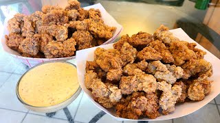 Seasoned Louisiana Fried Chicken Gizzards with homemade dipping sauce [upl. by Nwahser]