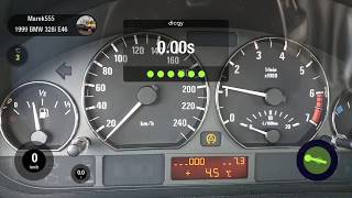 Tuned BMW E46 328i 0100 kmh and 14 mile Dragy GPS performance data [upl. by Stanwin]