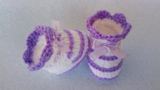 Scarpine neonato Uncinetto 03 mesi 🎀 Tutorial Crochet Baby Shoes  Zapatito Bebè Crochet [upl. by Nylak]