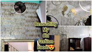 Renovating My Old Fashion Room Into Trending Room😍 Wall sheet  wall Art🥰 [upl. by Araccat]