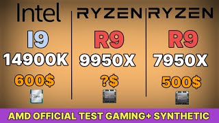 R9 9950X VS I9 14900K VS R9 7950X GAMING SYNTHETIC TEST AMD RYZEN 9950X NEW ZEN5 CPU  RTX 4090 [upl. by Atteuqahs]