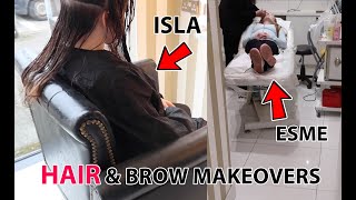 HAIR amp BROW MAKEOVERS FOR ESMÉ amp ISLA [upl. by Lev378]