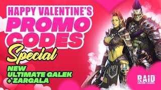 💖ST VALENTINES DAY🤩 Raid Shadow Legends PROMO CODES 🎁 FREE Ultimate Galek amp Zargala [upl. by Irim]