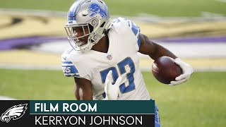 Examining Kerryon Johnsons Elusiveness amp Pass Protection  Eagles Film Room [upl. by Yral456]