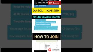 DU SOL ONLINE CLASSES STARTS 135 SEMESTER 2024  SOL UG Online Classes 2024 AEC SEC VAC shorts [upl. by Hillard]