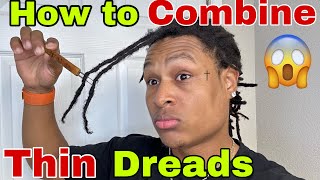 How to combine thin dreadlocks with a crochet hook  video tutorial😱 [upl. by Yerffej]