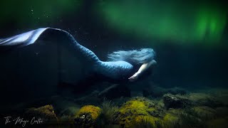 PROFESSIONAL MERMAID SWIMMING AT NIGHT underwater amp above water ft Northern Lights amp the Moon [upl. by Drolet753]