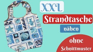 Strandtasche  Badetasche  Tasche nähen  einfache Nähanleitung für Anfänger ohne Schnittmuster [upl. by Nylatsirhc]