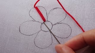 hand embroidery easy flower designmodern flower embroidery [upl. by Eicyac]