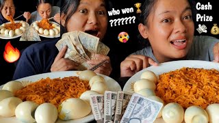 Eating🔥Spicy Noodles and 20 eggs challenge winner gets 2000 cash prize 💸 sabitanvnshrestha2620 [upl. by Landers600]