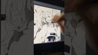 漫画家志望が初音ミクのレーシング衣装を描いてみました！shorts drawing [upl. by Airdnalahs]