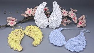 Crochet Angel Wings Tutorial  Applique  Christmas  Super Easy  Step By Step [upl. by Thrasher]