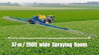 Spraying Tulips and Potatoes  57m190ft wide spraying boom  Delvano EuroTrac  Franzen landbouw [upl. by Lucretia]