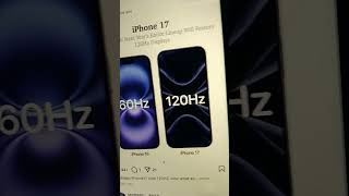 Apple iphone 17 have 120hz display🤯 big update on apple iphone 17 shorts smartphone iphone new [upl. by Odarnoc]