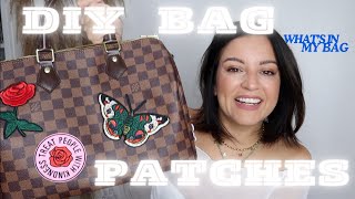 DIY BAG PATCHES  WHATS IN MY BAG  LV SPEEDY BAG PATCHES  REVAMP MY SPEEDY WITH ME [upl. by Jezrdna347]