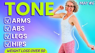 KNEEFRIENDLY No Equipment TONING Workout for Women over 50 👒 MAY 6 [upl. by Geoffry]