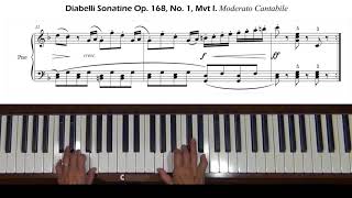 Diabelli Sonatina in F Major Op168 No1 I Moderato Cantabile Piano Tutorial [upl. by Yadahs]