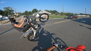 YZ450 AND CRF250R WHEELIES THROUGH TRAFFIC [upl. by Pilar566]