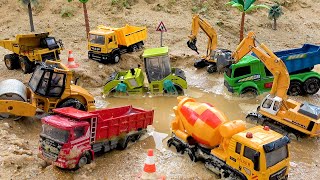 Rescue excavator trucks and cement trucks  Police car crane truck toy stories  BIBO TOYS [upl. by Julie905]