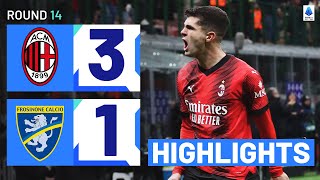 MILANFROSINONE 31  HIGHLIGHTS  MaignanPulisic linkup secures home win  Serie A 202324 [upl. by Hamish]