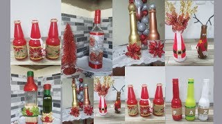 6 BOTELLAS DE VIDRIO DECORADAS PARA NAVIDAD  Manualidades Navideñas con reciclaje 2019 [upl. by Esya73]