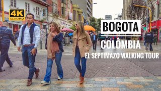 Centro de Bogota El Septimazo Colombia Walking Tour  4K Walk UHD [upl. by Eben]