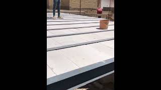 Roof steel channel cement board laying process [upl. by Nairad]