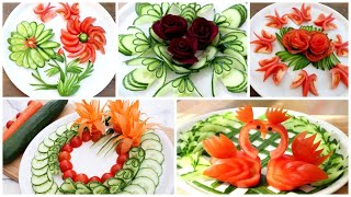 Top 5 Super Salad Decorations Ideas  CucumberTomatoCarrotRed beet Carving Garnish [upl. by Ivar]