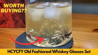 Worth It HCYCFY Old Fashioned Whiskey Glasses Set of 2 with Slate Coasters 85 oz Crystal Glass [upl. by Nebeur]