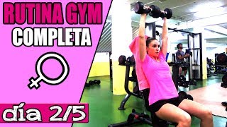 RUTINA GYM MUJERES 5 DÍAS Tonificar todo el cuerpo → DÍA 2 Pecho  Hombros  Gemelos [upl. by Aivizt]