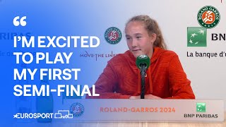 Mirra Andreeva cant wait to play in her first SEMIFINAL at the French Open 🤩 [upl. by Eremahs923]