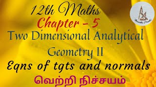 12th Maths Eqns of tgts and normals [upl. by Adnarom946]