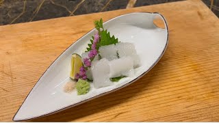 How to slice Ika Sashimi to don’t sticky fresh Squid [upl. by Atinar772]