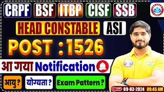 BSF HCM amp ASI Vacancy 2024 Out  BSF HCM Age Qualification Syllabus Exam Pattern  Dharmender Sir [upl. by Liagaba]