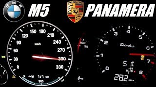 BMW M5 560hp vs Porsche Panamera Turbo 520hp  Acceleration 0300 kmh [upl. by Avenej383]