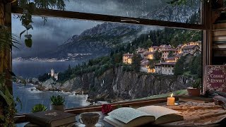 Italian Coast Village Ambience  Rain and Distant Thunder Sounds for Focus Study and Relaxation [upl. by Haldan449]