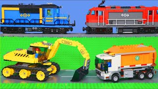 Koparki LEGO śmieciarka pociągi  zabawki dla dzieci  Excavator and trains for kids [upl. by Gies879]