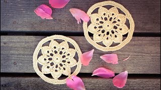 How To Crochet A Flower Circle Coaster Table Decor [upl. by Ettennil921]