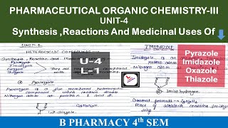 Pyrazole  Imidazole Oxazole Thiazole Synthesis  Properties amp Medicinal uses POCIIIrd U4 [upl. by Carrelli]