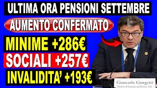 FUORI ORA AUMENTO UFFICIALE DELLE PENSIONI MINIME E DI INVALIDITÀ DA 193€ A 286€ INPS [upl. by Randolph336]