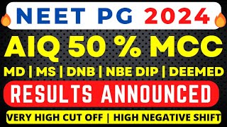 NEET PG 2024 LATEST NEWS  ROUND 1 AIQ 50  RESULT ANNOUNCED 🔥 MCC RESULT ANNOUCED  NEGATIVE SHIFT [upl. by Anhavas]