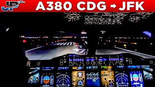 HiFly Airbus A380 Cockpit Paris CDG🇫🇷 to New York JFK🇺🇸 [upl. by Thurmann287]